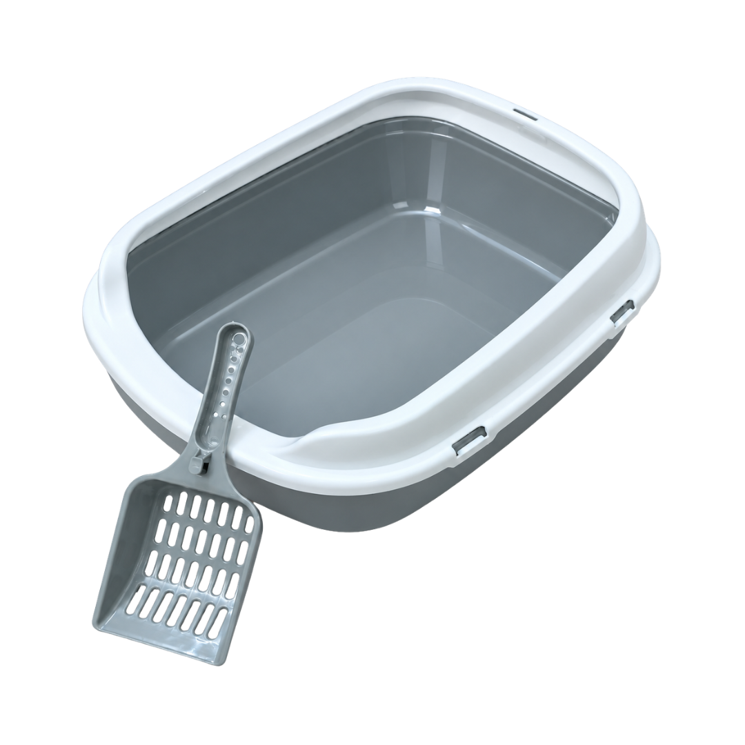 Cat Litter Box with Scoop (Grey)