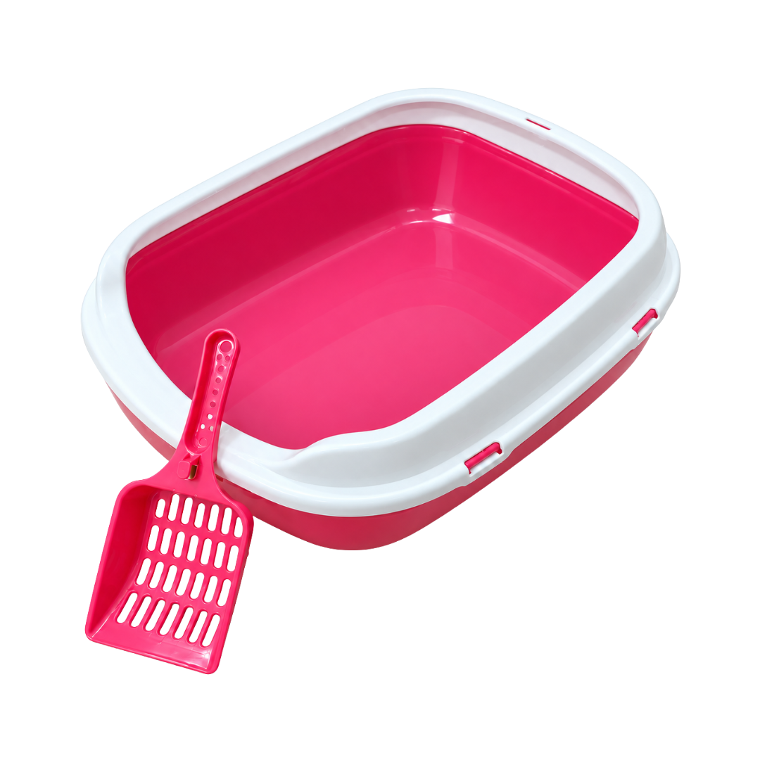 Cat Litter Box with Scoop (Pink)