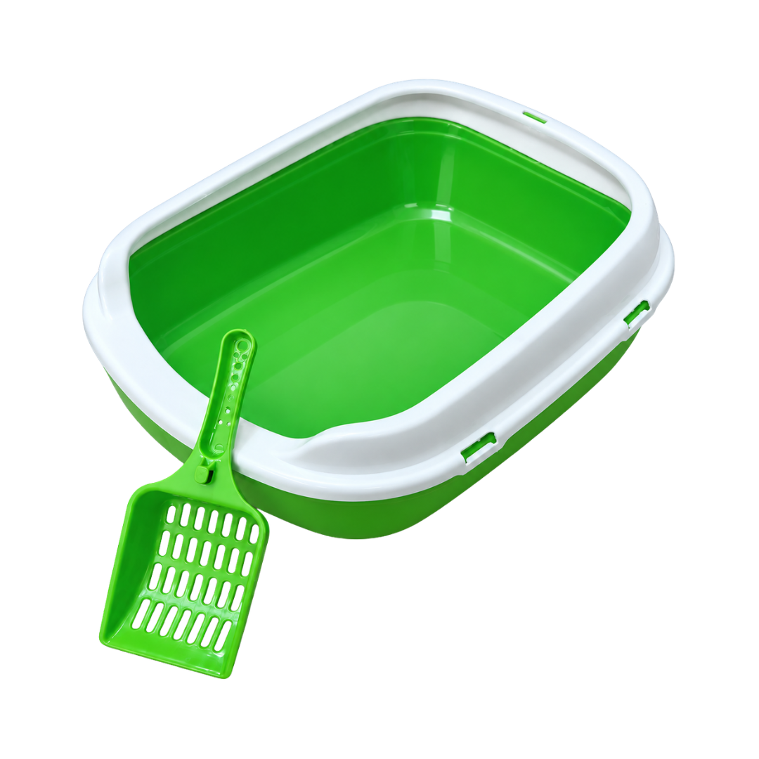 Cat Litter Box with Scoop (Green)